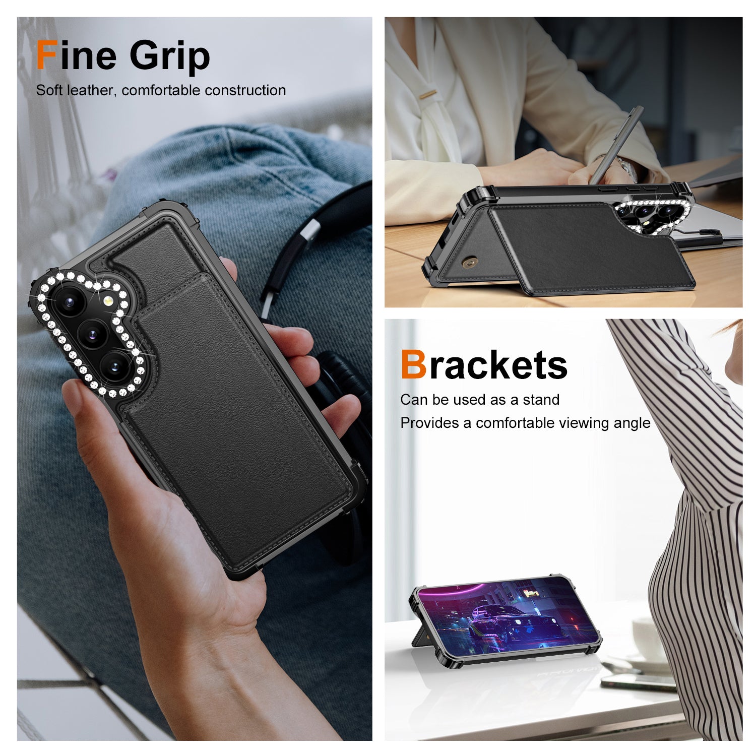 ZM15 For Samsung Galaxy S24 Case Rhinestone Decor Card Slots Phone Cover ZM15 For Samsung Galaxy S24 Case Rhinestone Decor Card Slots Phone Cover